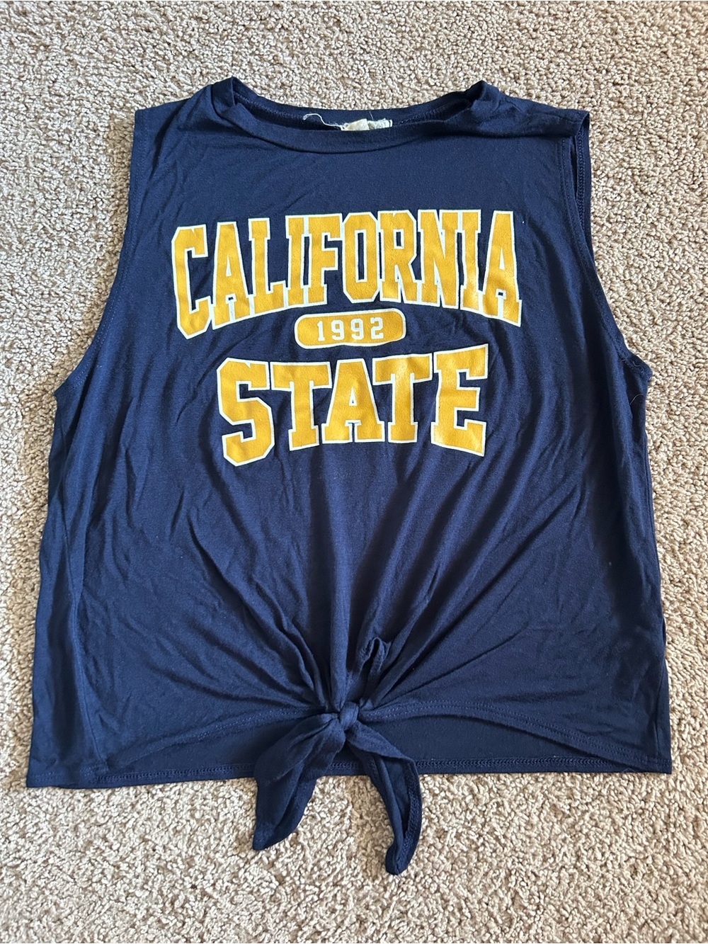 Vintage Dirty Laundry Navy Tie-Front California State Graphic Tank
